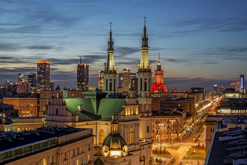 Panoramic view of the centre of Warsaw